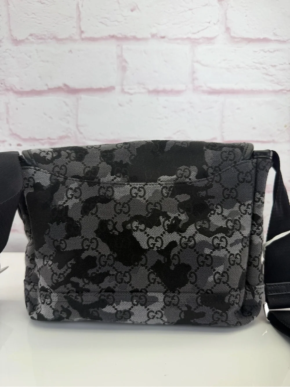 Gucci GG Canvas Camouflage Marbled Small Crossbody Bag Black NWT